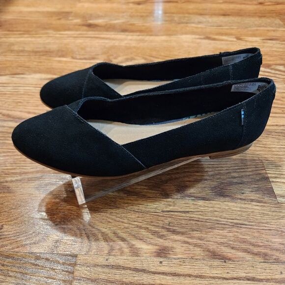 Tom's Jutti Neat Black Suede Flats Slip on Shoes Women's Size 8W - Picture 11 of 14